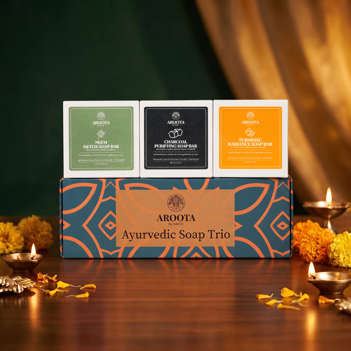 Ayurvedic Soap Gift Set: Neem, Turmeric & Charcoal